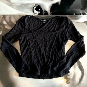 Black Long Sleeve Crop Top